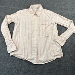 Stio Shirt Womens Medium Pink Striped Western Button Up Long Sleeve Cotton Hike